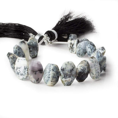 11x9-13.5x9mm Dendritic Opal Side Drilled Faceted Cushion 6 inch 15 beads