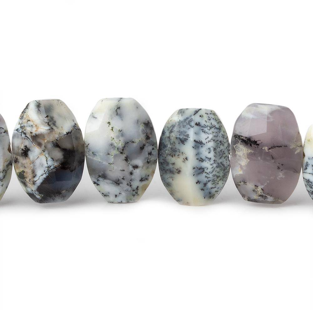 11x9-13.5x9mm Dendritic Opal Side Drilled Faceted Cushion 6 inch 15 beads
