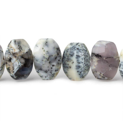 11x9-13.5x9mm Dendritic Opal Side Drilled Faceted Cushion 6 inch 15 beads