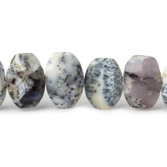 11x9-13.5x9mm Dendritic Opal Side Drilled Faceted Cushion 6 inch 15 beads