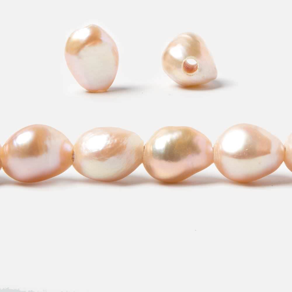 11x9-13x10.5mm Bridal Peach Baroque 2.5mm large hole Pearls 15 in. 33 pcs