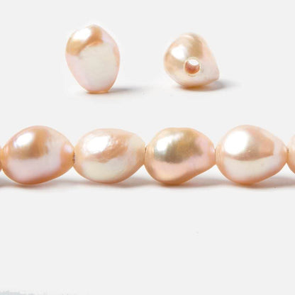 11x9-13x10.5mm Bridal Peach Baroque 2.5mm large hole Pearls 15 in. 33 pcs