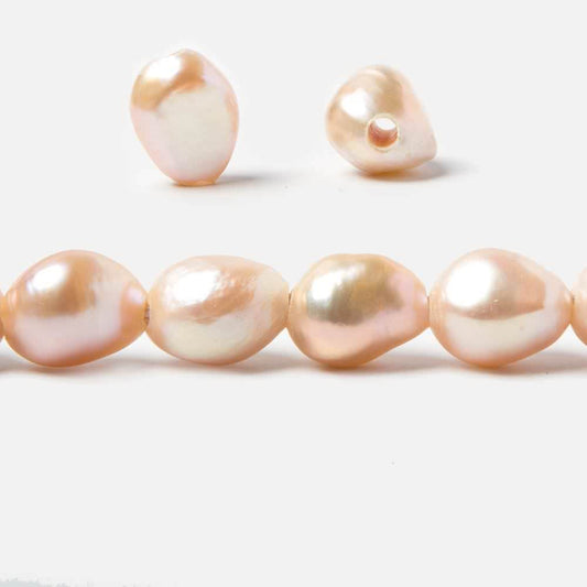 11x9-13x10.5mm Bridal Peach Baroque 2.5mm large hole Pearls 15 in. 33 pcs
