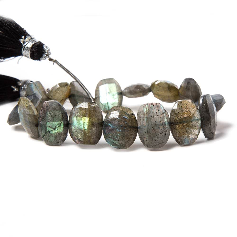 11x9-13x10mm Labradorite side drilled Faceted Cushion Beads 7 inch 16 pieces