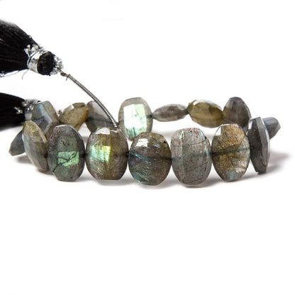 11x9-13x10mm Labradorite side drilled Faceted Cushion Beads 7 inch 16 pieces