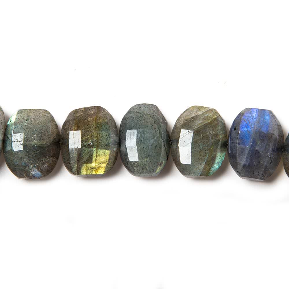 11x9-13x10mm Labradorite side drilled Faceted Cushion Beads 7 inch 16 pieces