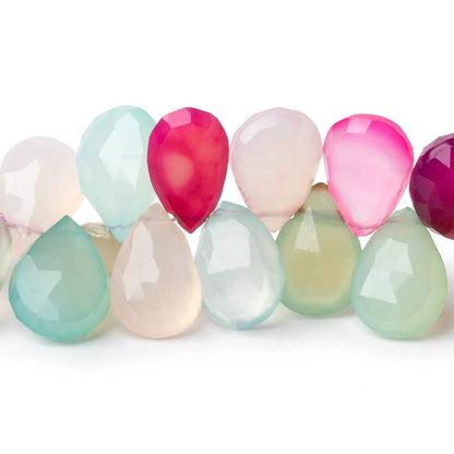 11x9-13x11mm Multi Color Chalcedony Faceted Pears 7.5 inch 45 Beads