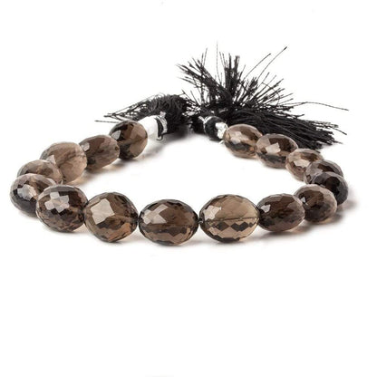 11x9-13x11mm Smoky Quartz Faceted Oval Beads 8 inch 16 pieces AA