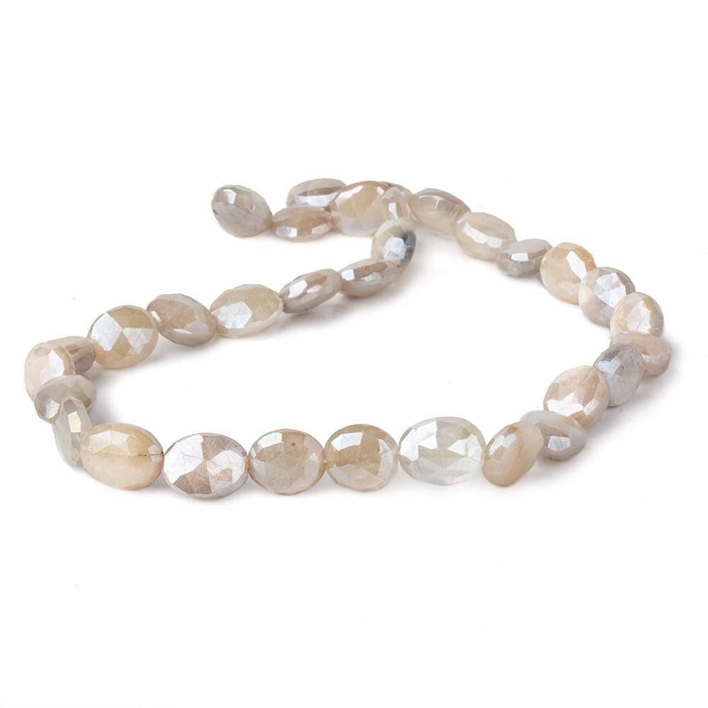 10x8mm Mystic Off White Moonstone faceted ovals 14 inch 26 beads