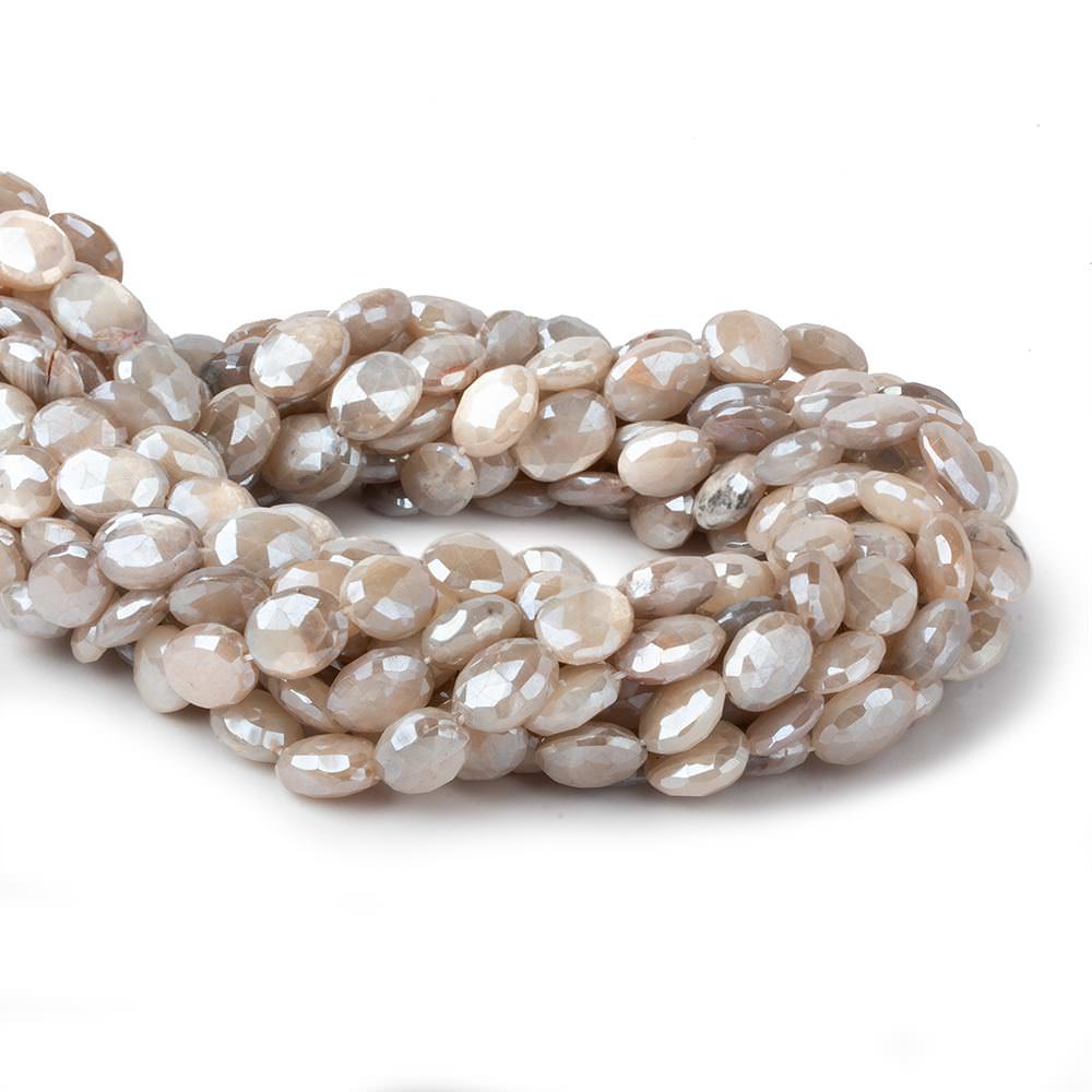 10x8mm Mystic Off White Moonstone faceted ovals 14 inch 26 beads