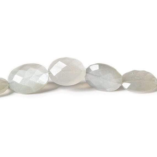 11x9-13x9mm Platinum Grey Moonstone faceted oval 8.5 inch 15 Beads