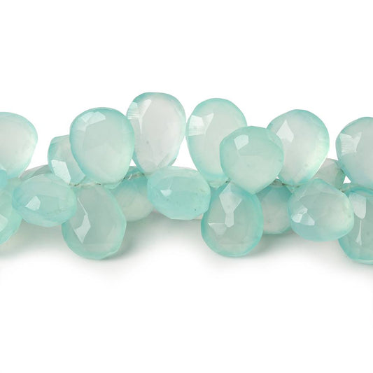 11x10-14x11mm Seafoam Blue Chalcedony faceted pears 8 inch 61 beads AAA
