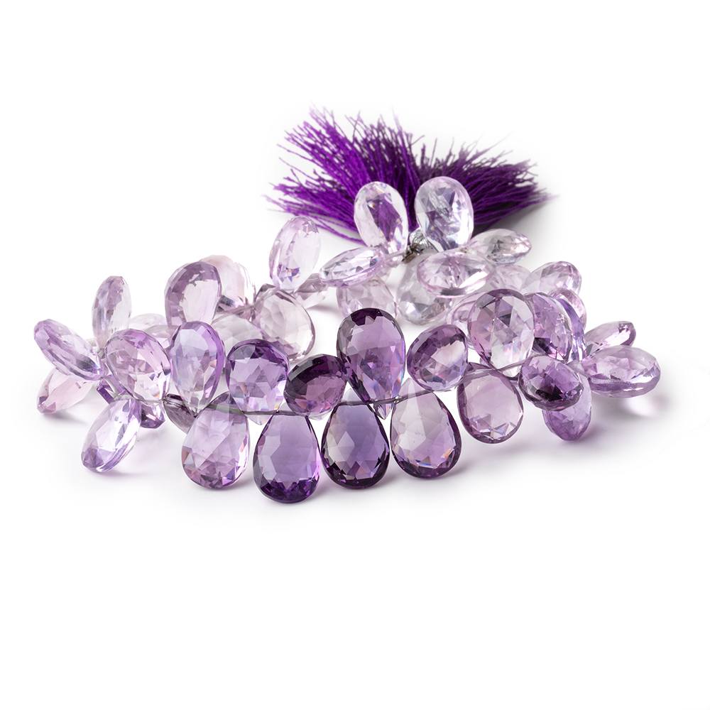 11x9-14x10mm Amethyst & Pink Amethyst Faceted Pear Beads 8 inch 48 pieces