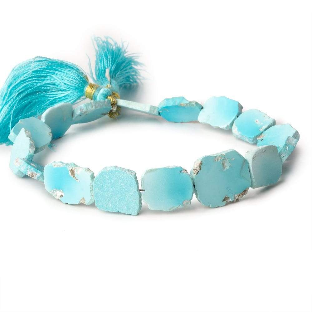 11x9-14x10mm Turquoise plain slice freeform beads 8 inch 15 pieces