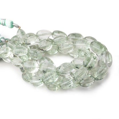 11x9-14x11mm Prasiolite Checkerboard Faceted Oval Beads 9 inch 16 pieces