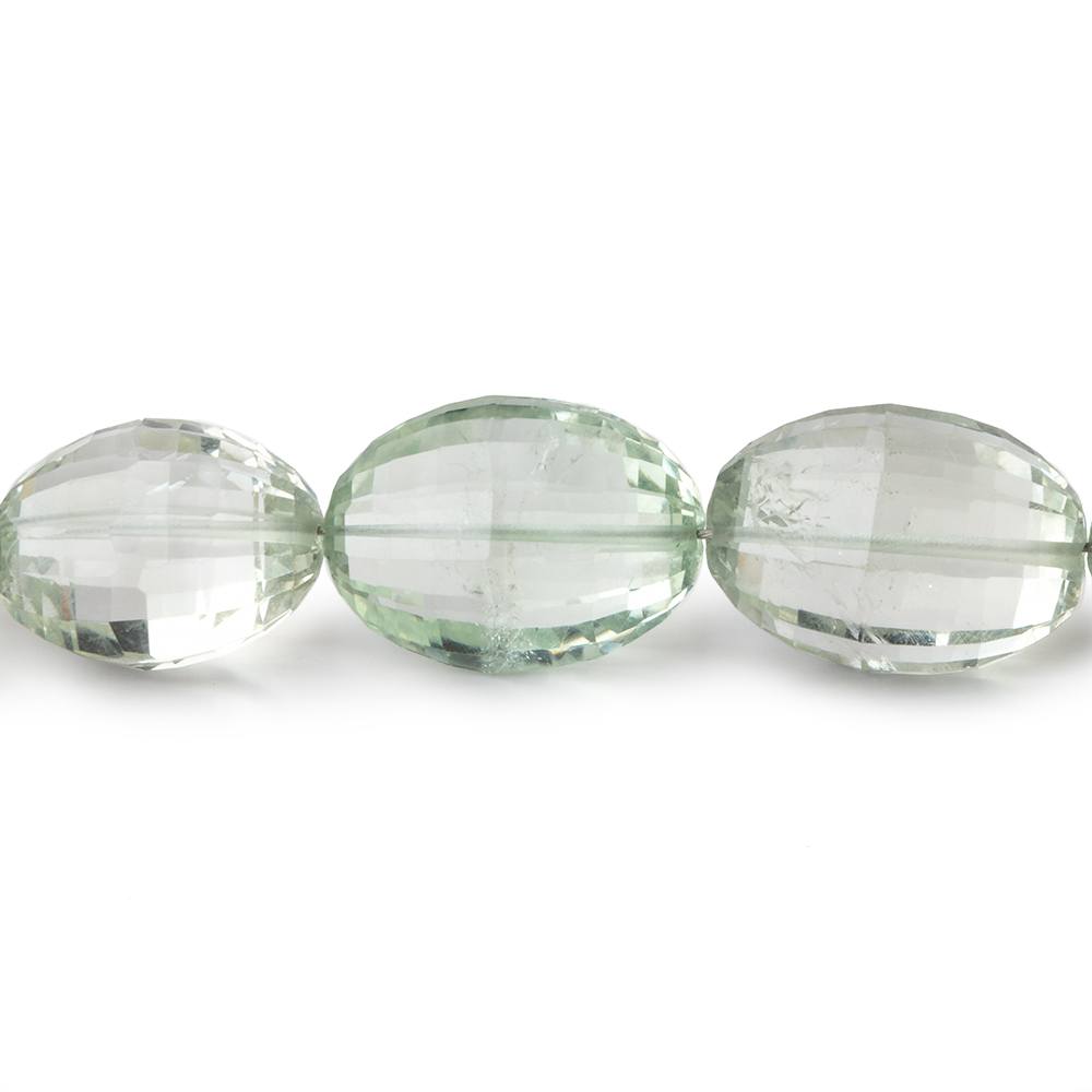 11x9-14x11mm Prasiolite Checkerboard Faceted Oval Beads 9 inch 16 pieces