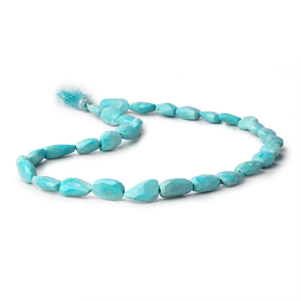 11x9-15.5x10mm Sleeping Beauty Turquoise faceted nuggets 16 inch 31 beads