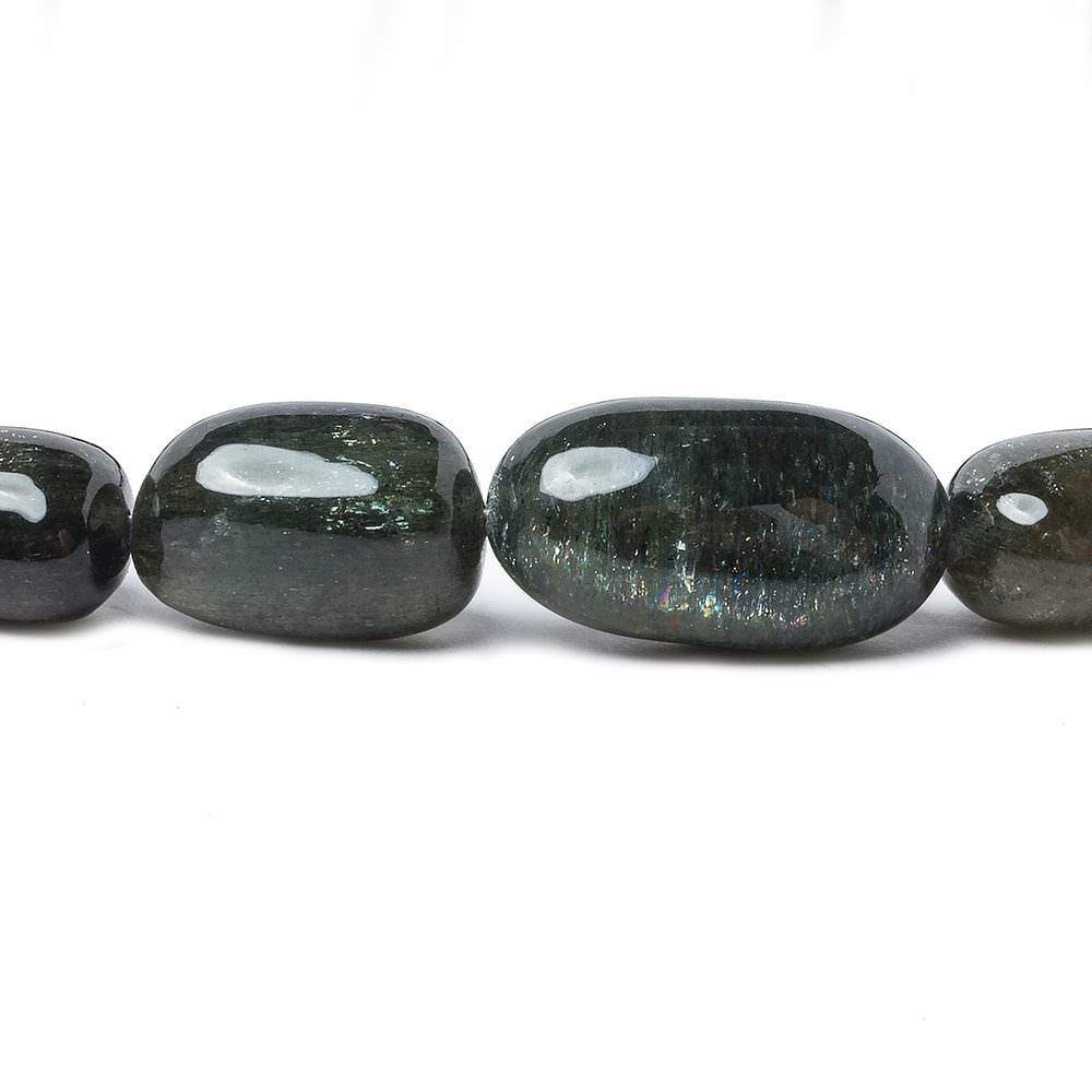 11x9-15x10mm Moss Aquamarine plain nugget beads 15 inch 31 pieces AAA