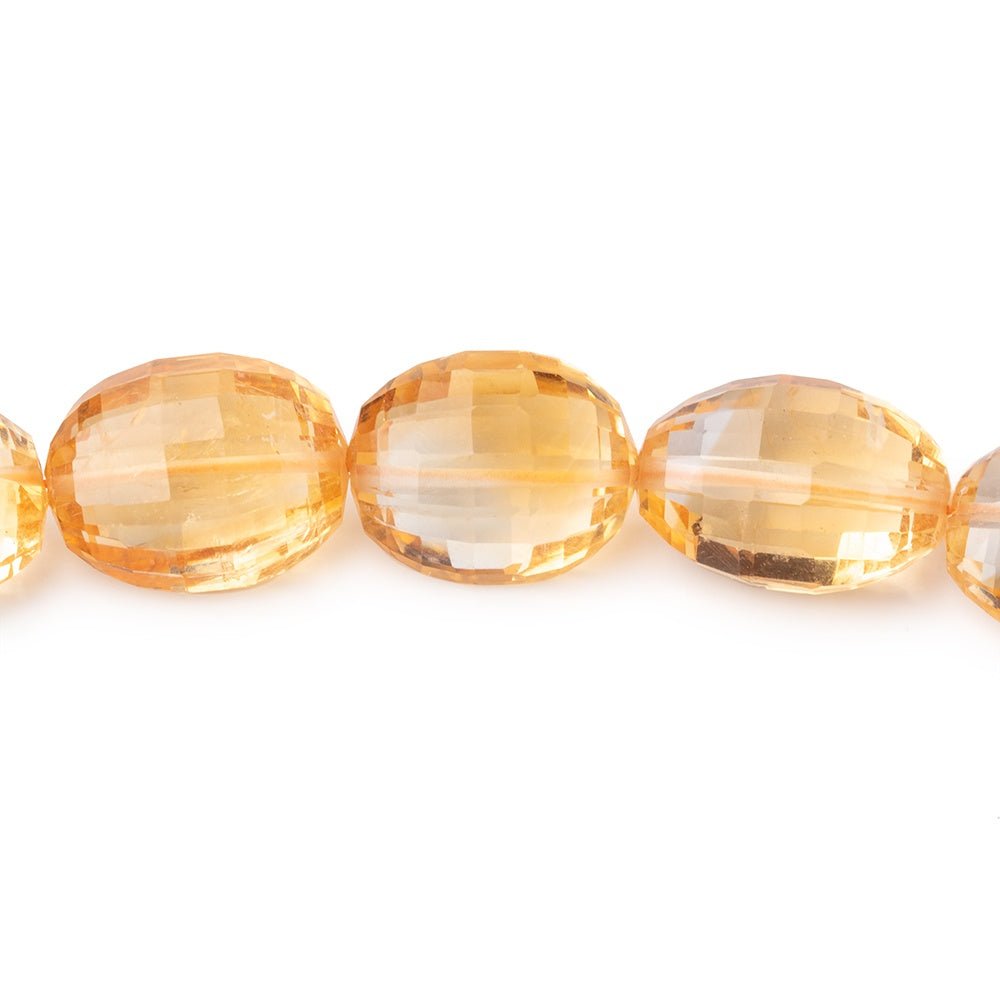 11x9-15x11mm Citrine checkerboard faceted oval Beads 8.5 inch 15 pieces