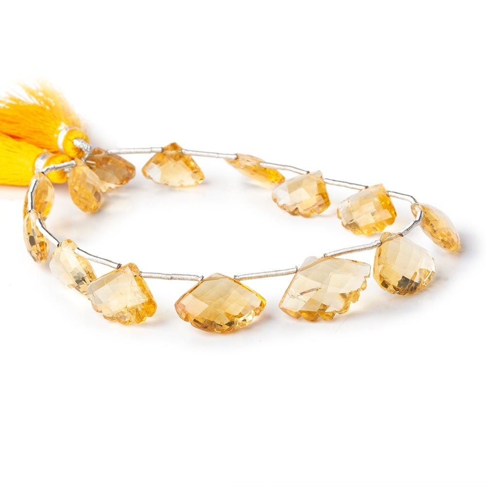 11x9-15x13mm Citrine Faceted Fan Beads 8 inch 15 pieces