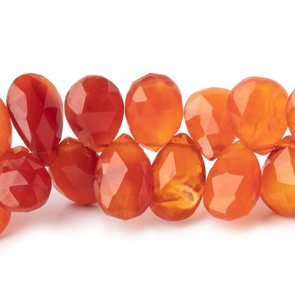 11x9-15x9mm Carnelian Faceted Pear Beads 8.5 inch 49 pieces