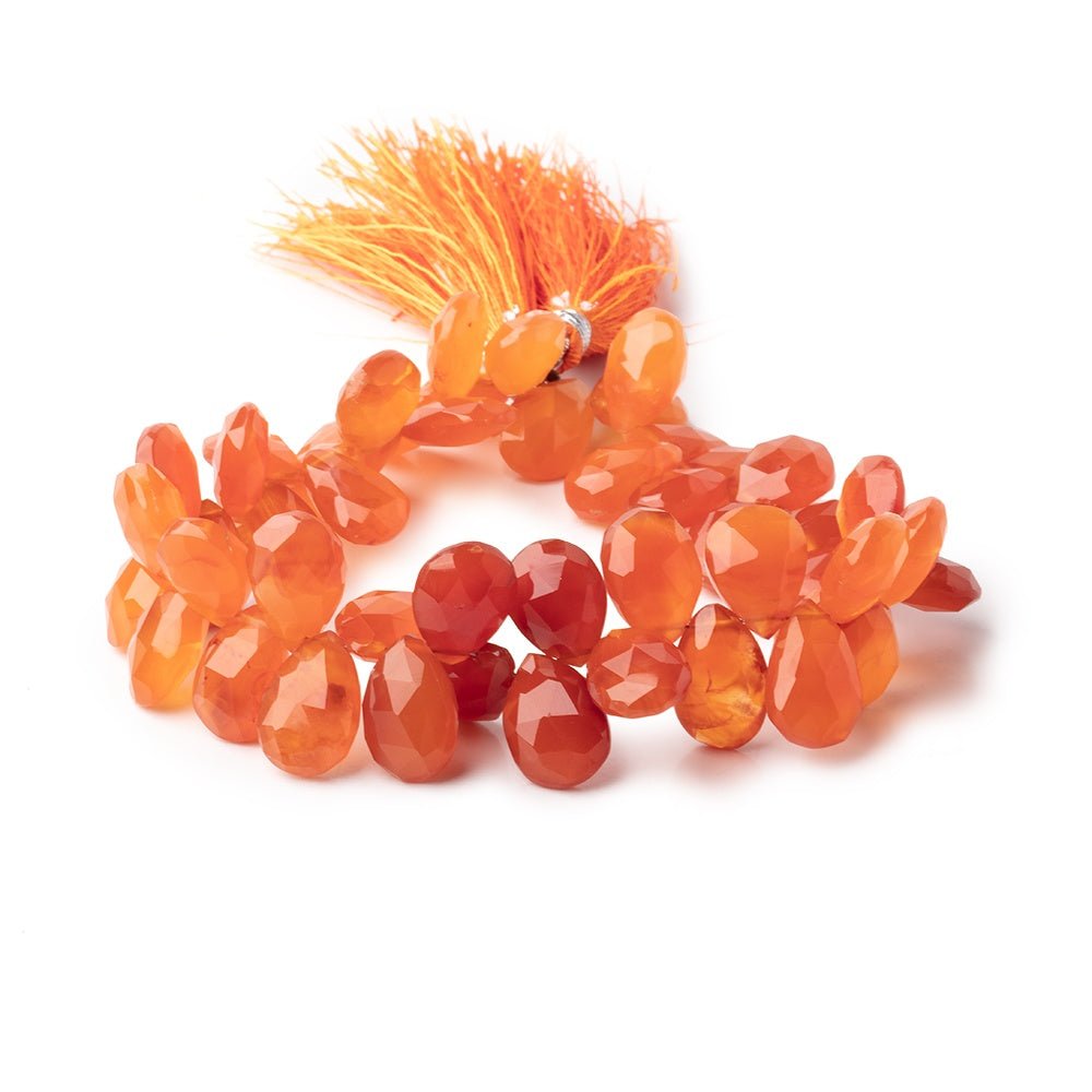 11x9-15x9mm Carnelian Faceted Pear Beads 8.5 inch 49 pieces