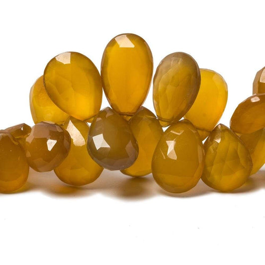 11x9-16x10mm Mustard Yellow Chalcedony Faceted Pear Beads 8 inch 55 pieces