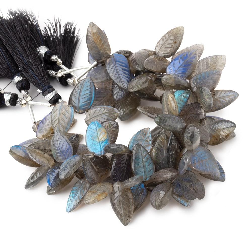 11x7-16x9mm Labradorite hand carved leaf beads 6 inch 38 pieces AAA