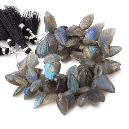 11x7-16x9mm Labradorite hand carved leaf beads 6 inch 38 pieces AAA