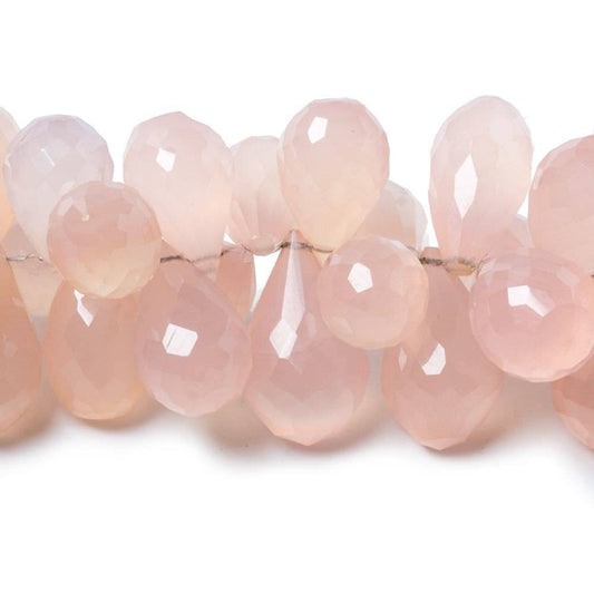 11x9-17x9mm Blush Pink Chalcedony Tear Drop Briolette 9 inch 76 pcs