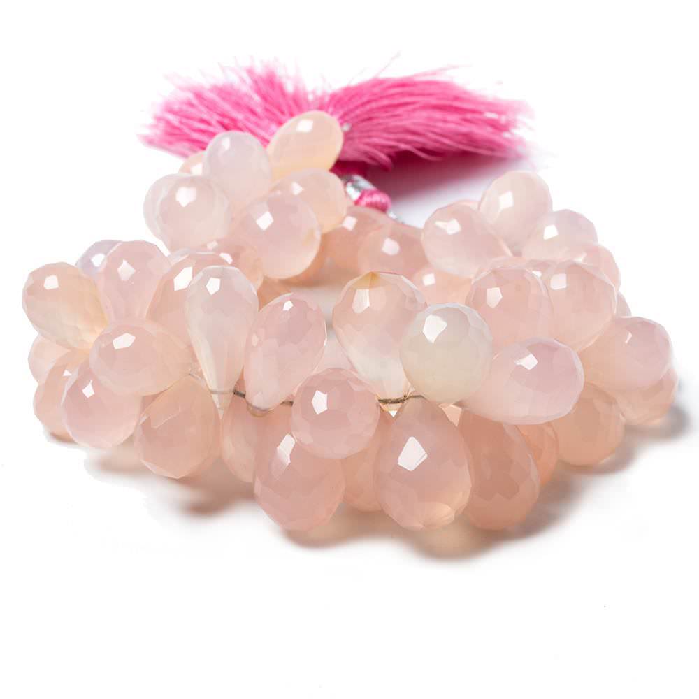 11x9-17x9mm Blush Pink Chalcedony Tear Drop Briolette 9 inch 76 pcs