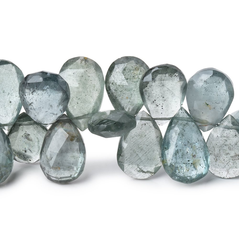 11x9-18x9.5mm Moss Aquamarine Faceted Pear Beads 8.5 inch 53 pieces AA