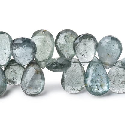 11x9-18x9.5mm Moss Aquamarine Faceted Pear Beads 8.5 inch 53 pieces AA
