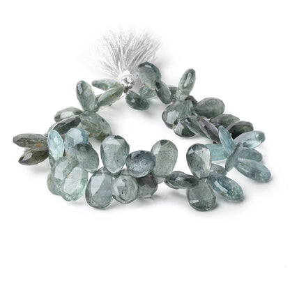 11x9-18x9.5mm Moss Aquamarine Faceted Pear Beads 8.5 inch 53 pieces AA