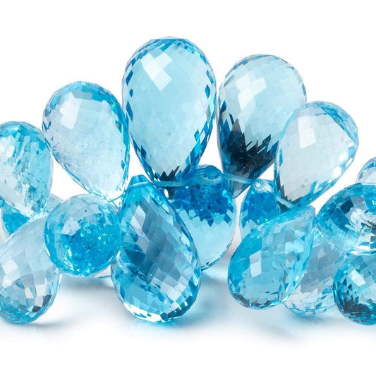 11x9-24x14mm Sky Blue Topaz faceted tear drop beads 8 inch 55 pieces AAA
