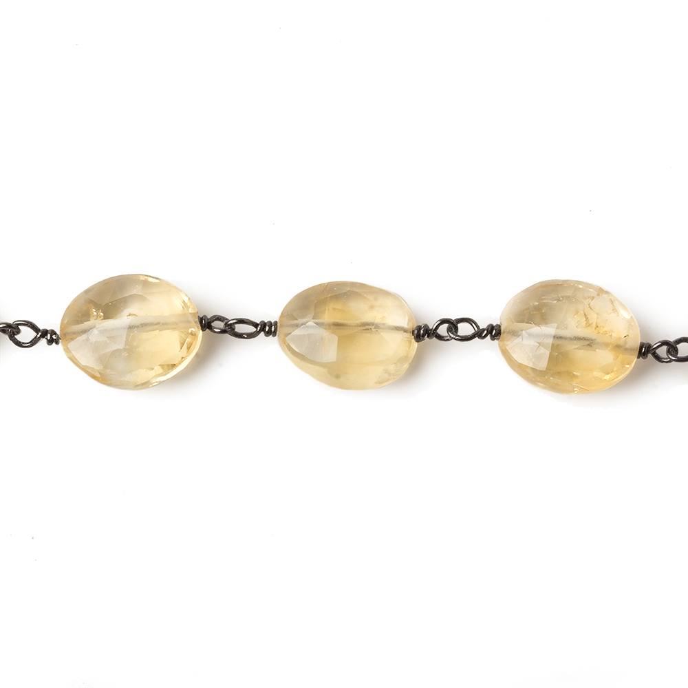 Citrine faceted oval Black Gold over .925 Silver Chain by the foot 19 beads