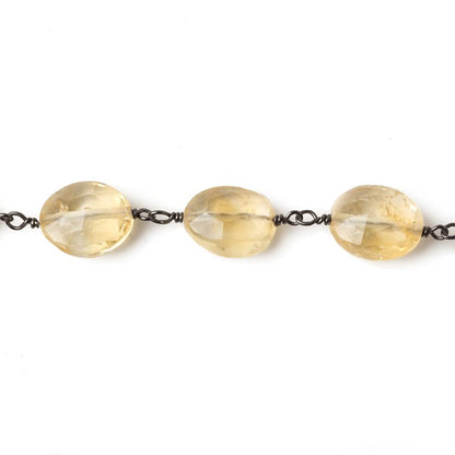 Citrine faceted oval Black Gold over .925 Silver Chain by the foot 19 beads