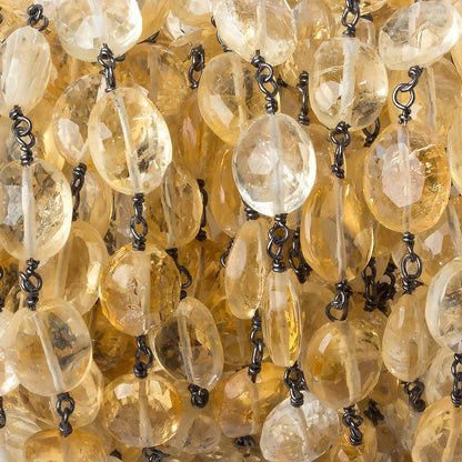 Citrine faceted oval Black Gold over .925 Silver Chain by the foot 19 beads