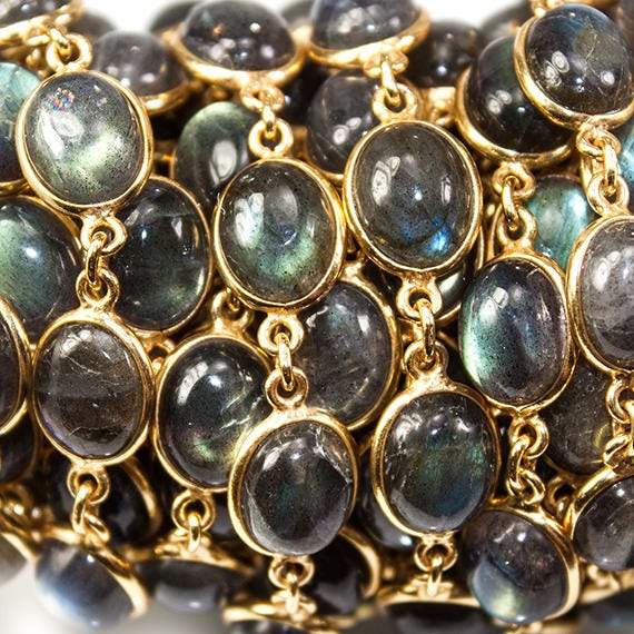 11x9mm Labradorite Vermeil Bezel Chain - LOT of 2 Feet