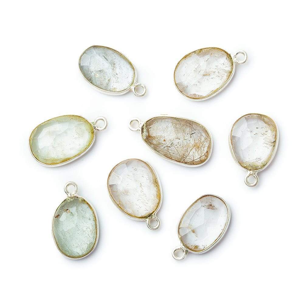 11x9mm Sterling Silver .925 Bezel Rutilated Quartz Faceted Nugget Cabochon Pendant 1 piece