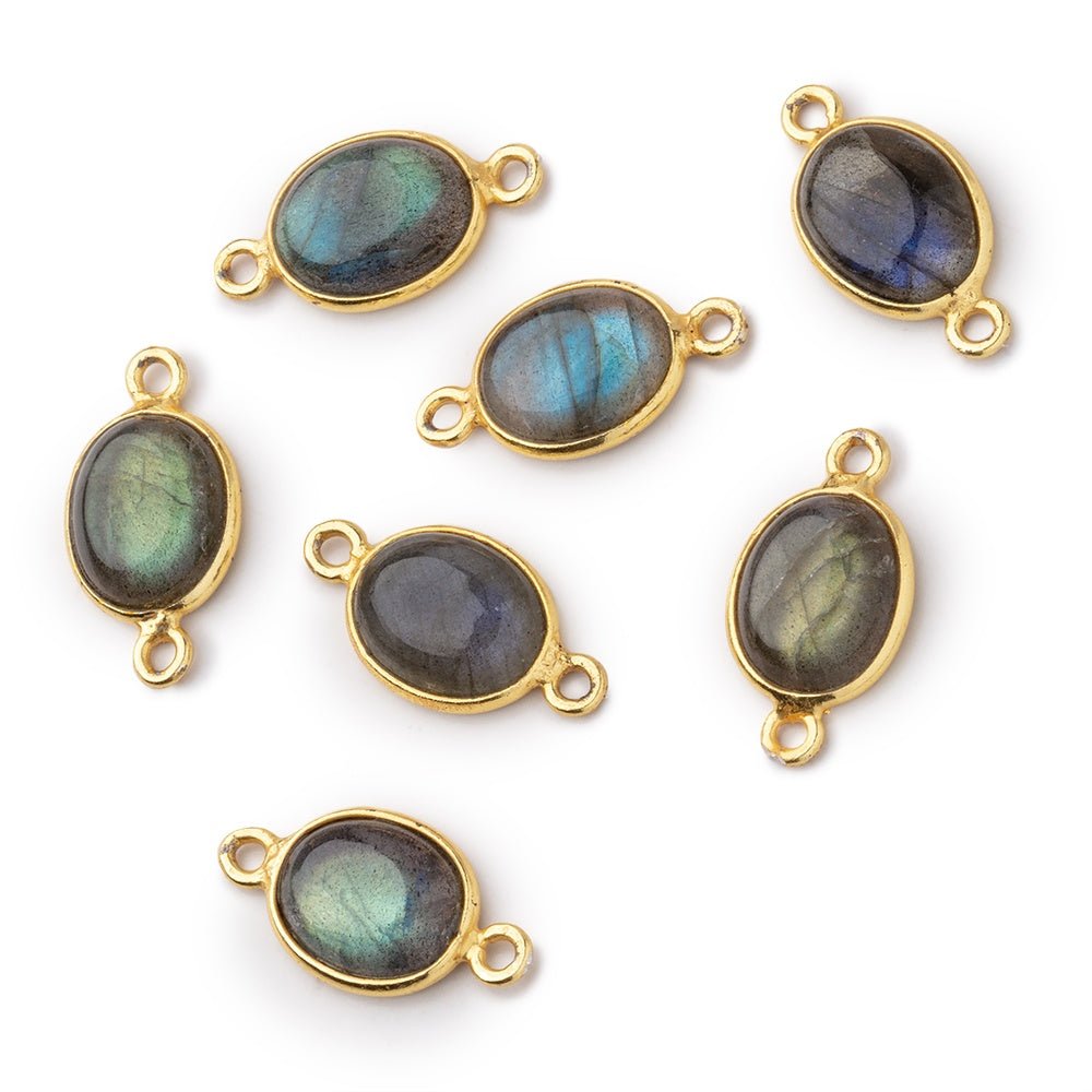 11x9mm Vermeil Bezel Labradorite Oval Cabochon Connector 1 piece