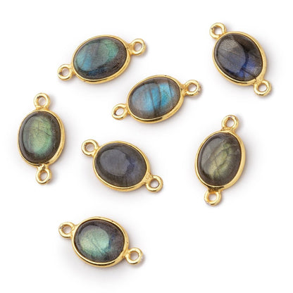 11x9mm Vermeil Bezel Labradorite Oval Cabochon Connector 1 piece