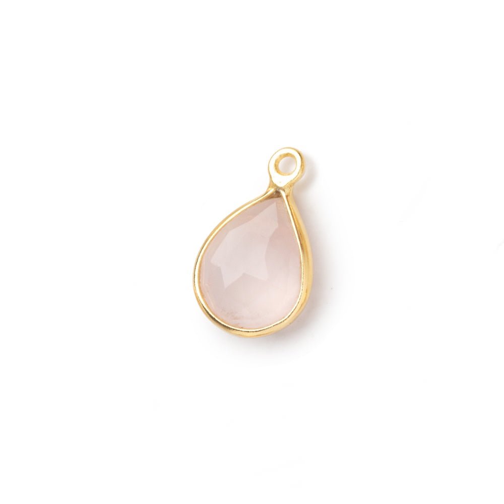 11x9mm Vermeil Bezel Rose Quartz Faceted Pear Pendant 1 piece
