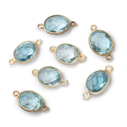 11x9mm Vermeil Bezel Swiss Blue Topaz faceted oval Connector 1 piece