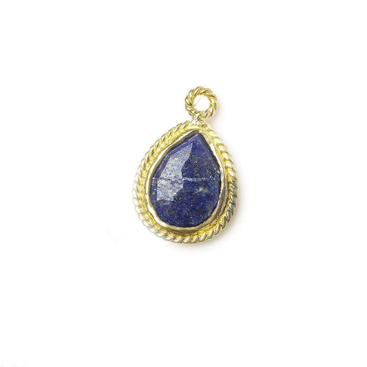11x9mm Vermeil Twist Rope Bezel Lapis Lazuli Faceted Pear Pendant 1 piece