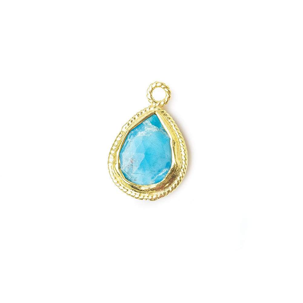 11x9mm Vermeil Twist Rope Bezel Turquoise Howlite Faceted Pear Pendant 1 piece