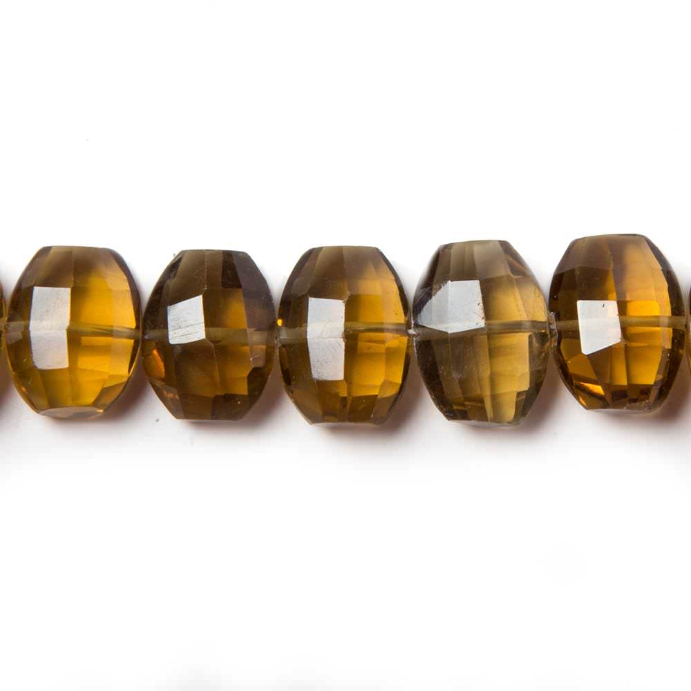 11x9mm Whiskey Quartz side drilled Faceted Cushion Beads 5.5 inch 16 pieces