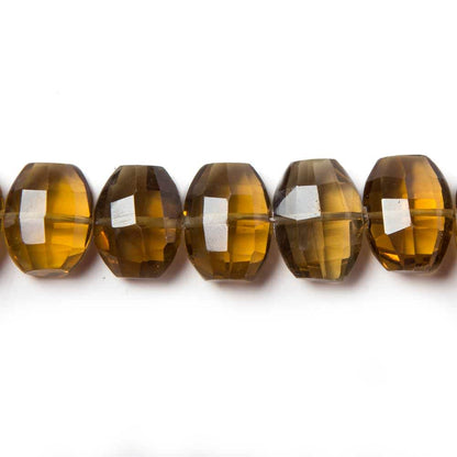 11x9mm Whiskey Quartz side drilled Faceted Cushion Beads 5.5 inch 16 pieces