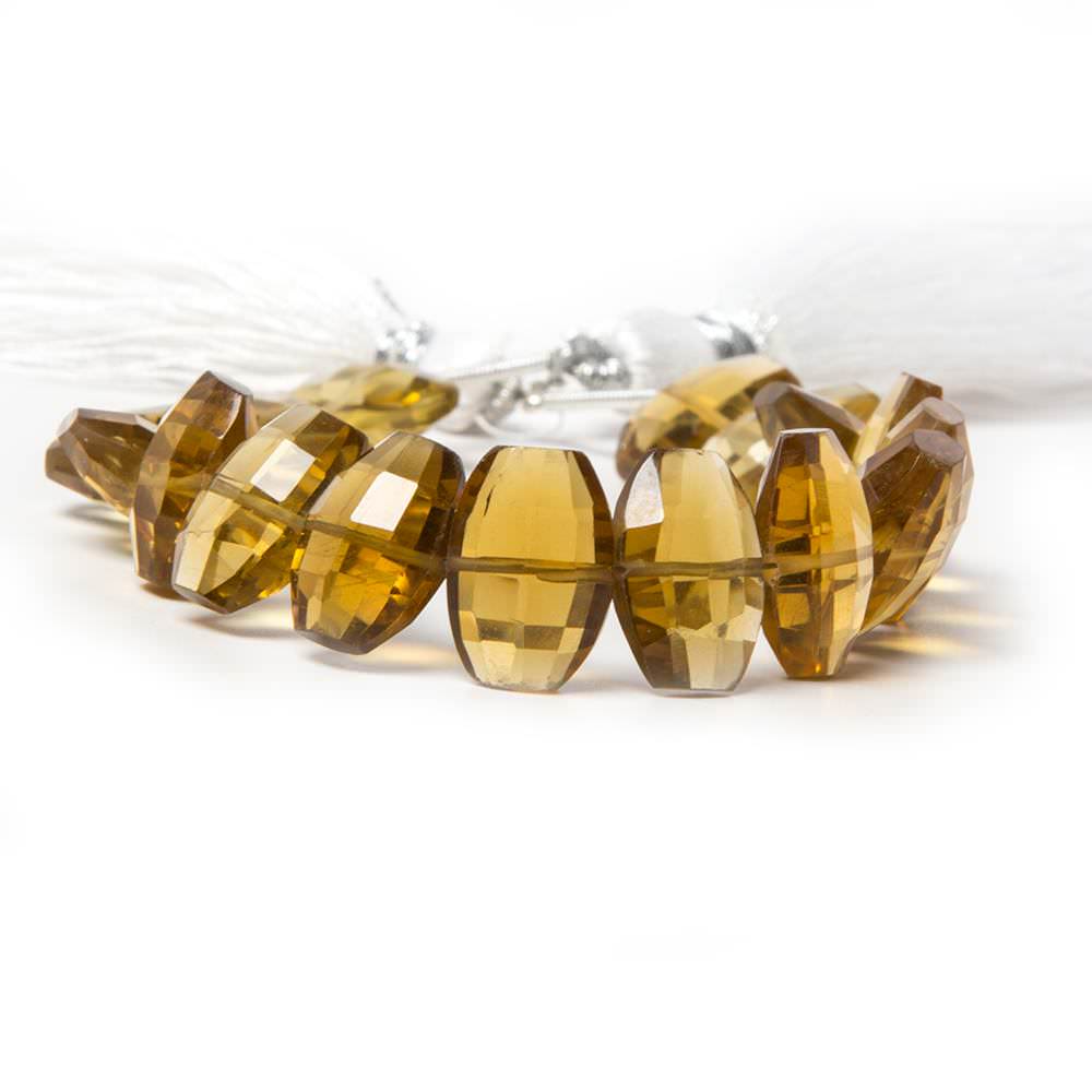 11x9mm Whiskey Quartz side drilled Faceted Cushion Beads 5.5 inch 16 pieces
