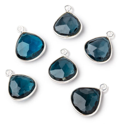 12-12.5mm .925 Silver Bezel London Blue Topaz Faceted Heart Pendant 1 piece AAA